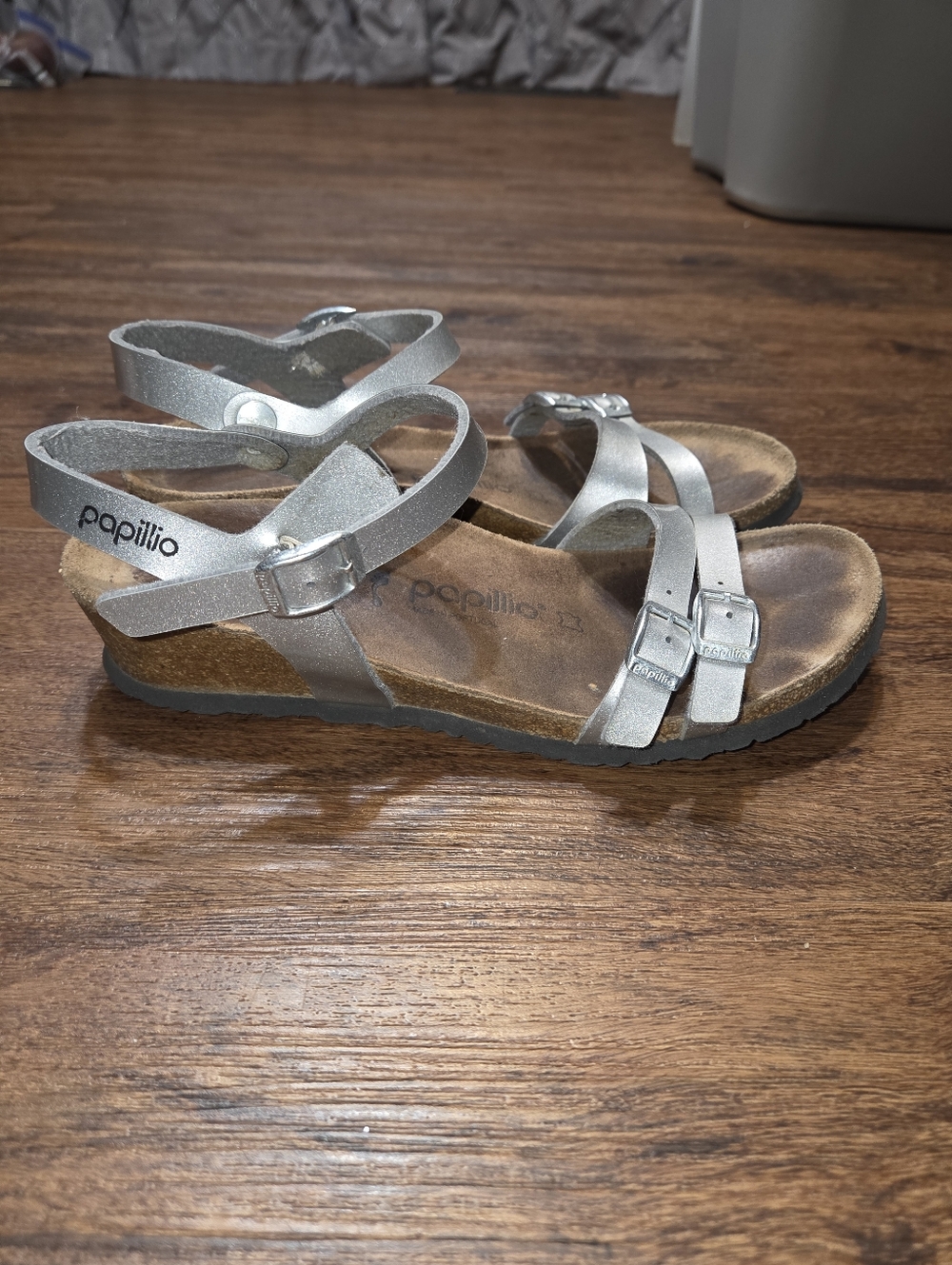 Birkenstock Papillio Silver Lana Wedge Sandals Shoes 40 9 9.5